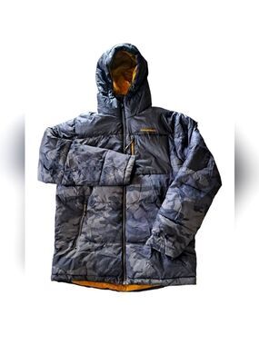 HAWKE & Co Thermal insulation hooded coat HK HEAT poly fill black grey camo Mens
